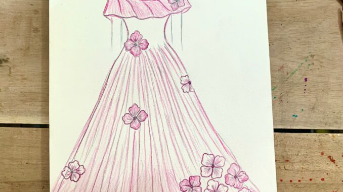 vẽ váy công chúa đơn giản